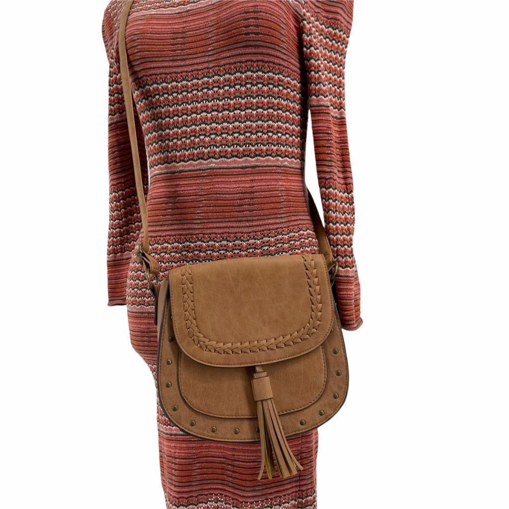 Boho brown crossbody bag purse tassel New